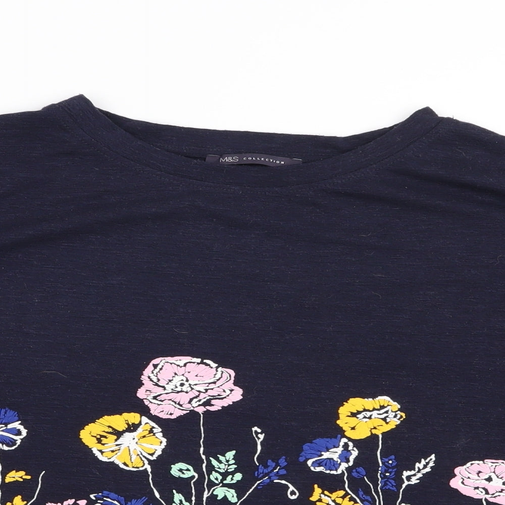Marks and Spencer Womens Blue Floral  Pullover Sweatshirt Size 14