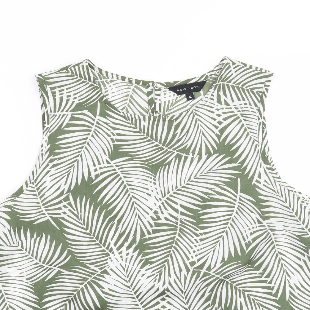 New Look Womens Green   Basic Blouse Size 12  - Leaf print