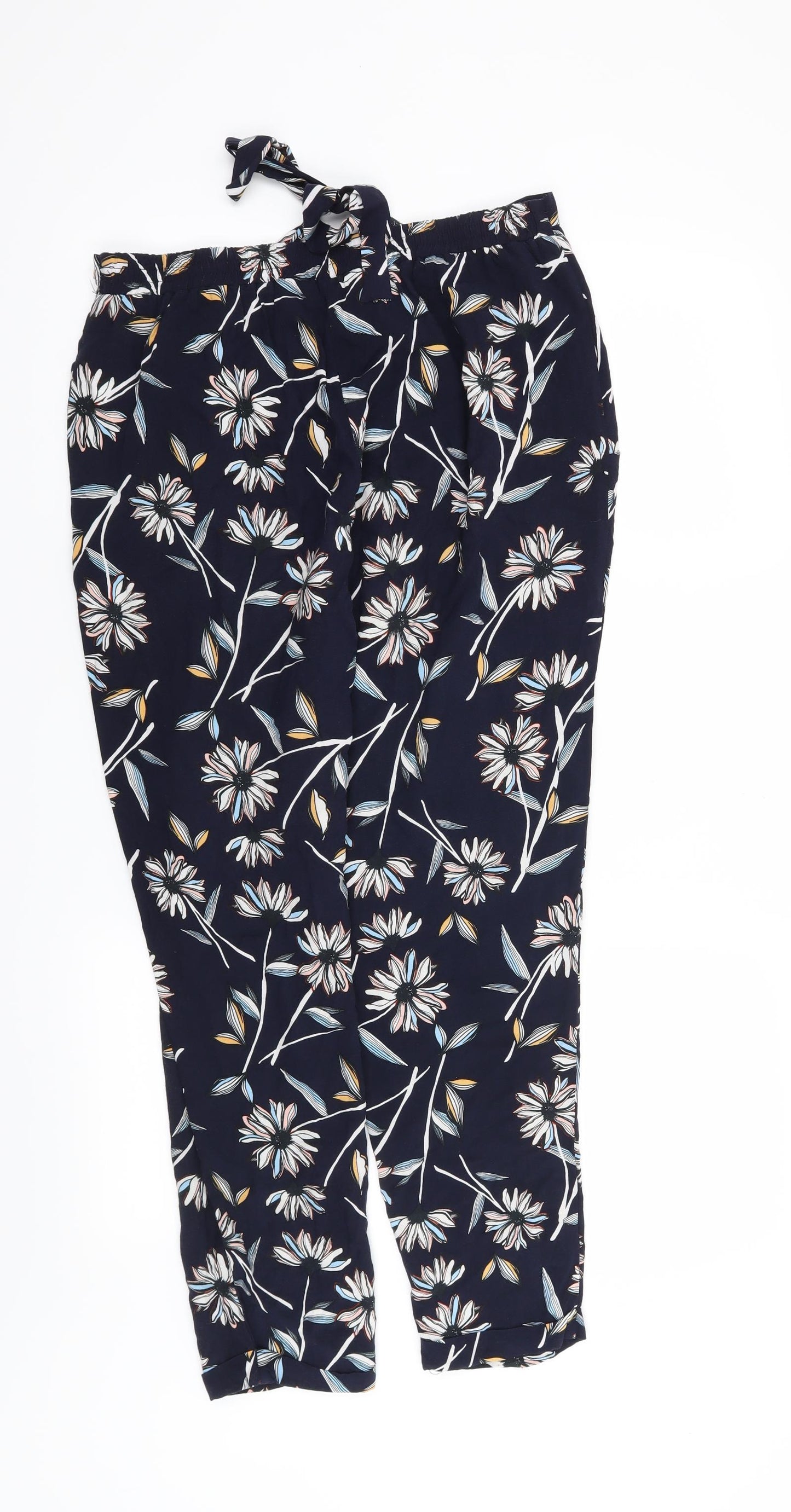 Dorothy Perkins Womens Blue Floral  Trousers  Size 12 L27 in