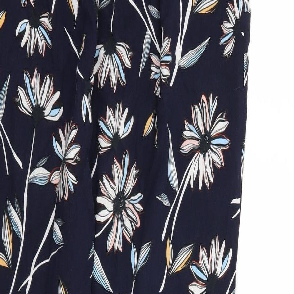 Dorothy Perkins Womens Blue Floral  Trousers  Size 12 L27 in