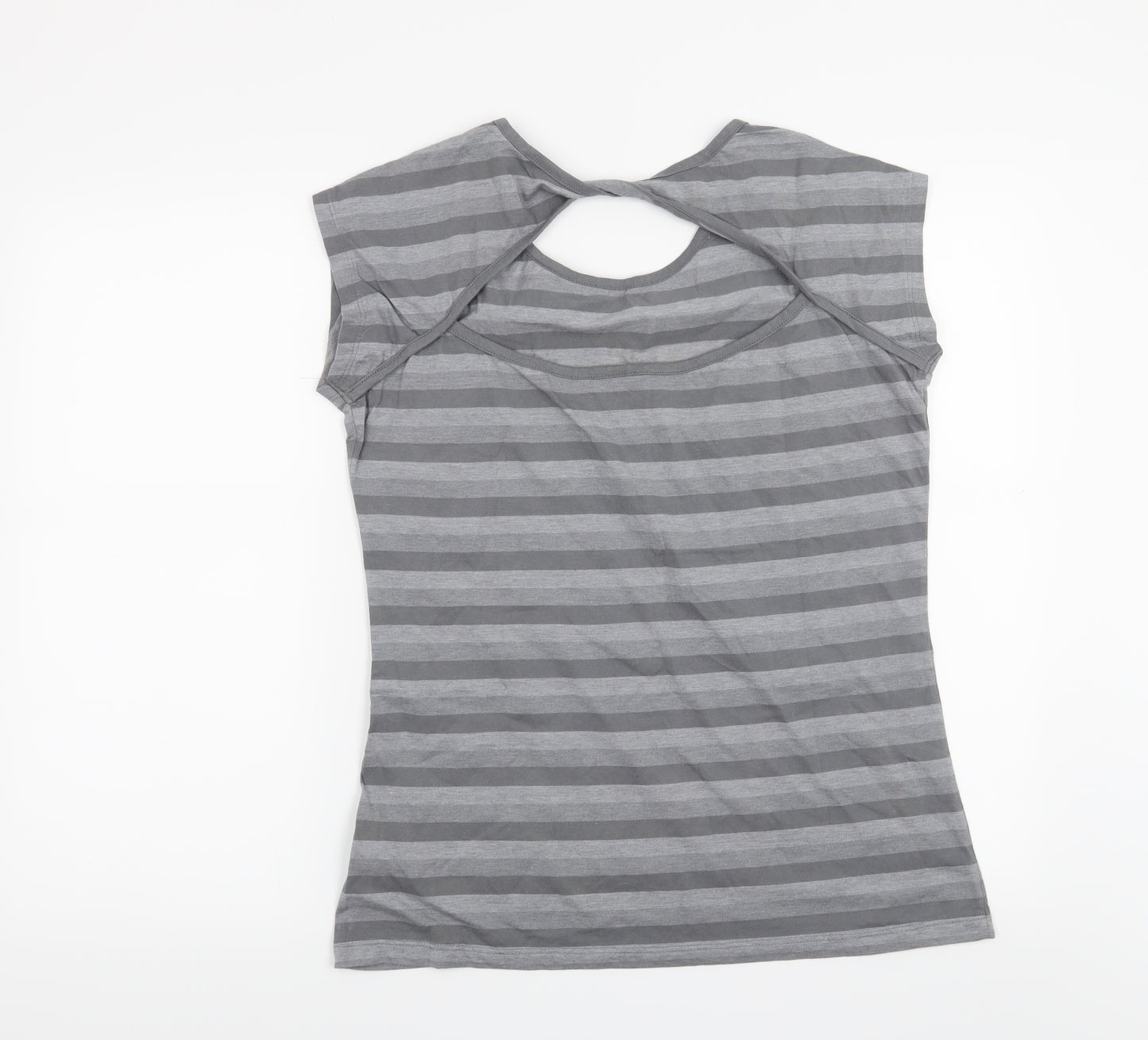 Evie  Womens Grey Striped  Basic T-Shirt Size 14  - Disney Minnie Mouse