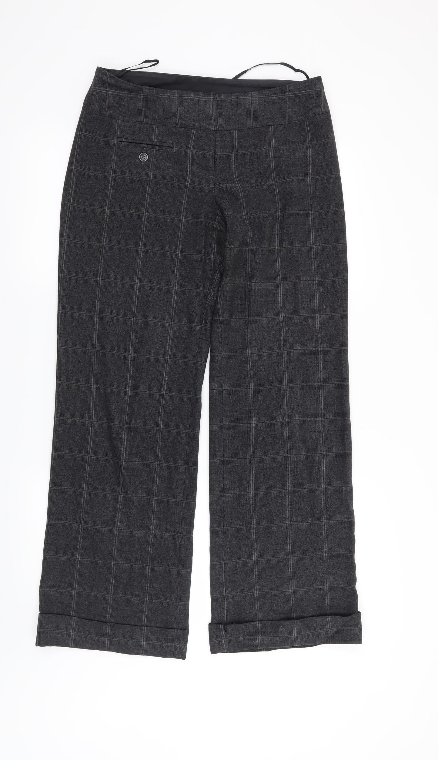 NEXT Womens Grey Check  Trousers  Size 8 L31 in