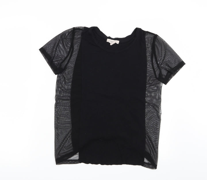 FOREVER 21 Womens Black Basic T-Shirt Size S - Mesh Panel