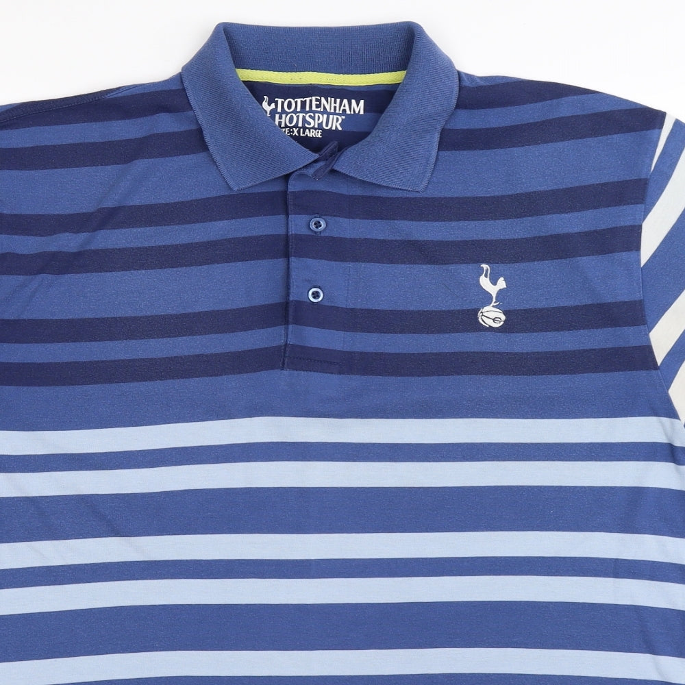 Tottenham Hotspur F.C. Mens Blue Striped   Polo Size XL