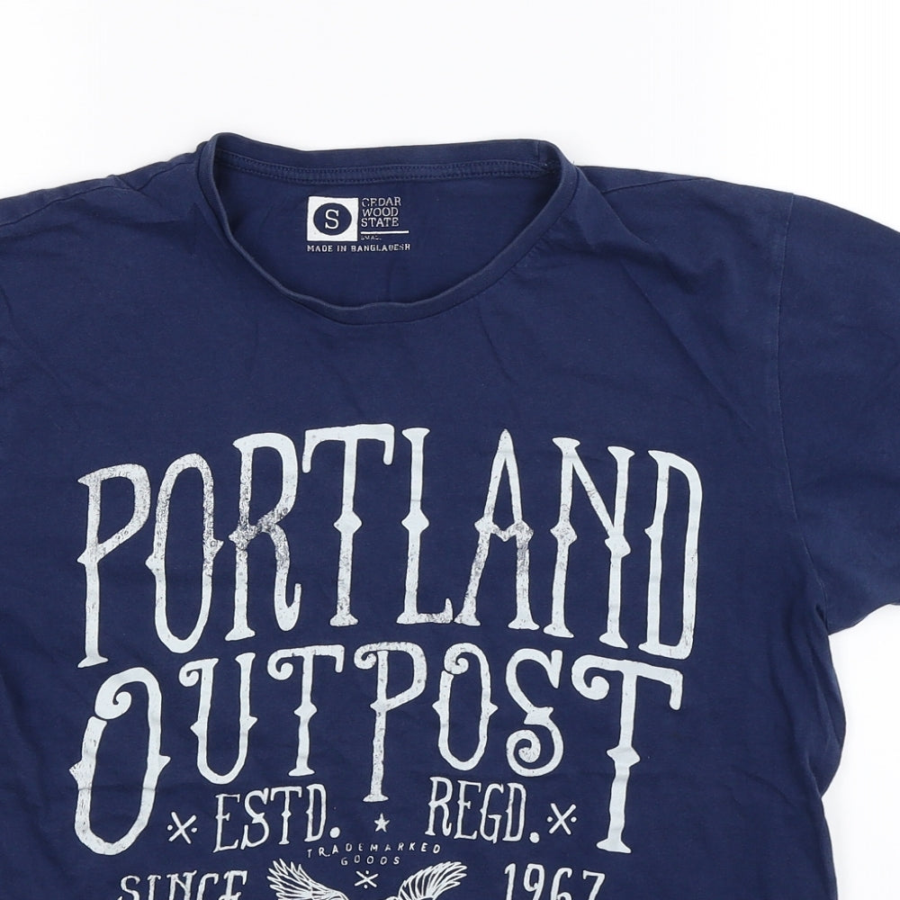 Cedar Wood State Mens Black    T-Shirt Size S