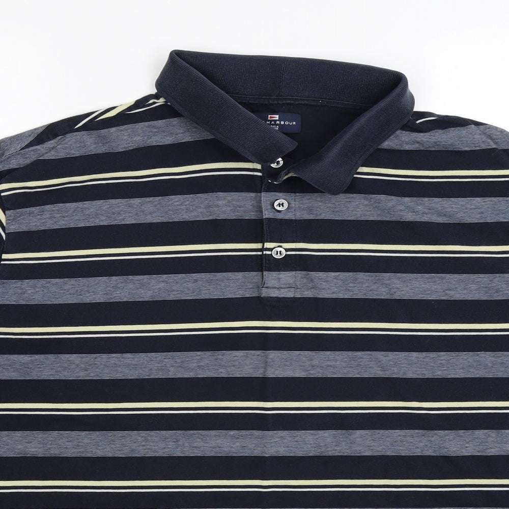 Blue Harbour Mens Blue Striped   Polo Size 2XL