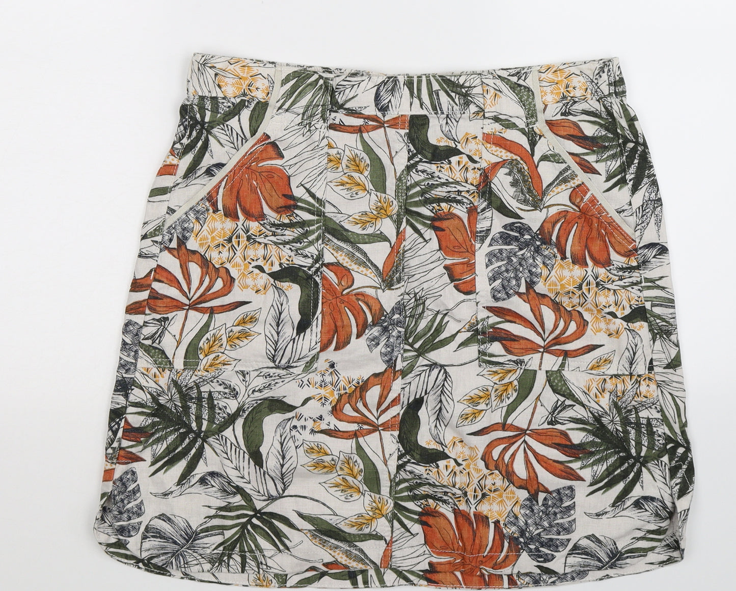 NEXT Womens White Floral  A-Line Skirt Size 12