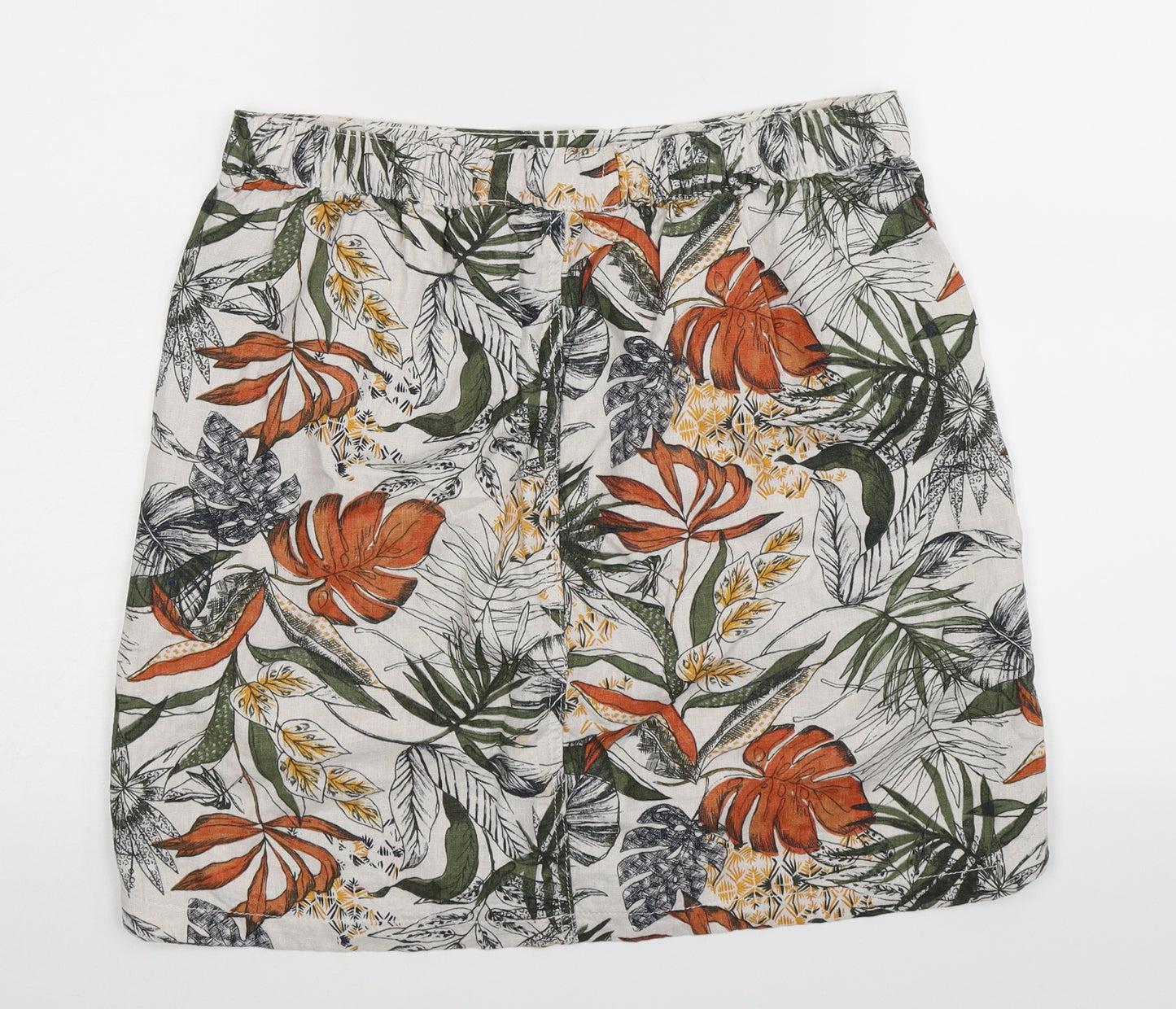 NEXT Womens White Floral  A-Line Skirt Size 12