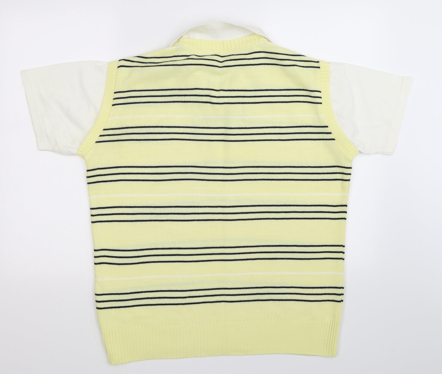 Tottenham Hotspur F.C. Mens Yellow Striped Knit  Polo Size L