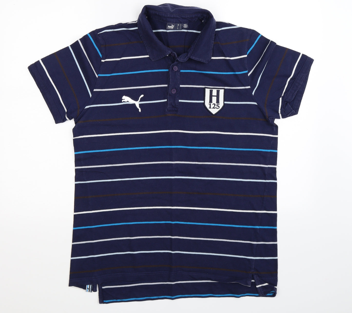 PUMA Mens Blue Striped   Polo Size L  - Tottenham Hotspur