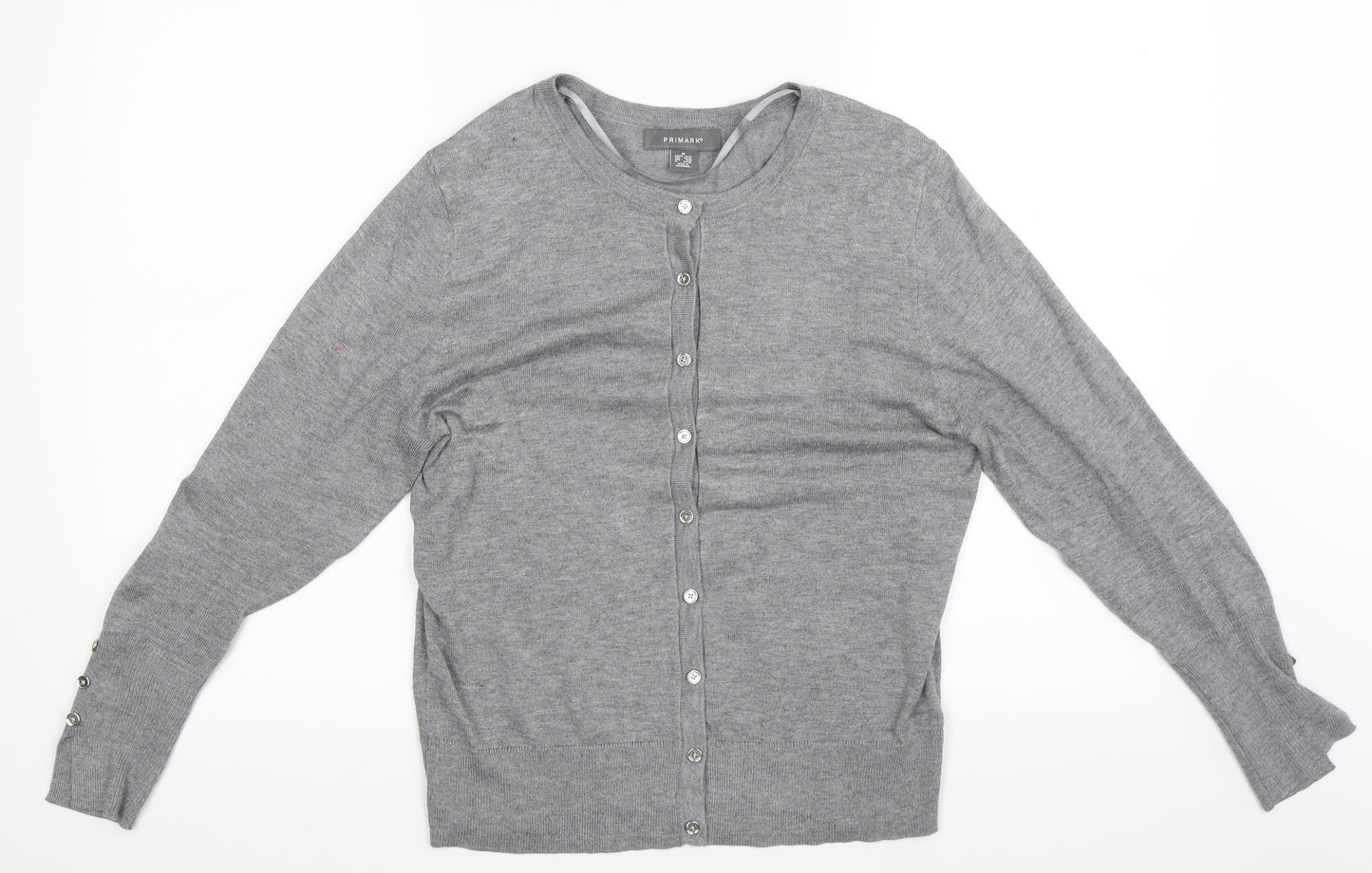 Primark Womens Grey  Knit Cardigan Jumper Size 14