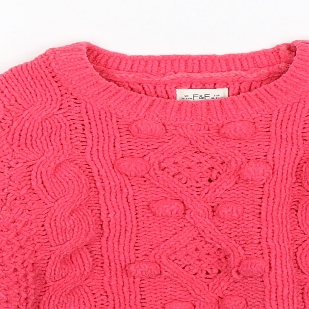 F&F Girls Pink  Knit Pullover Jumper Size 18-24 Months