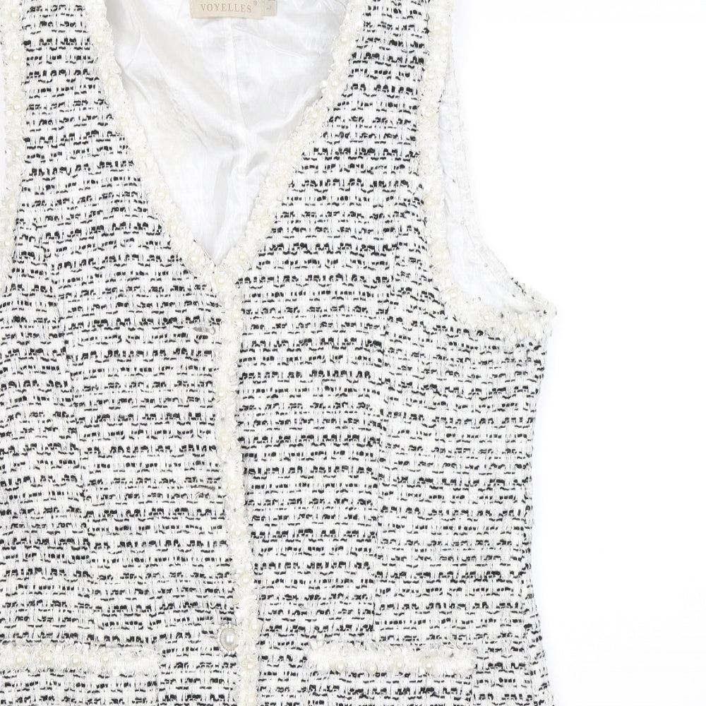 voyelles Womens White   Gilet Coat Size L