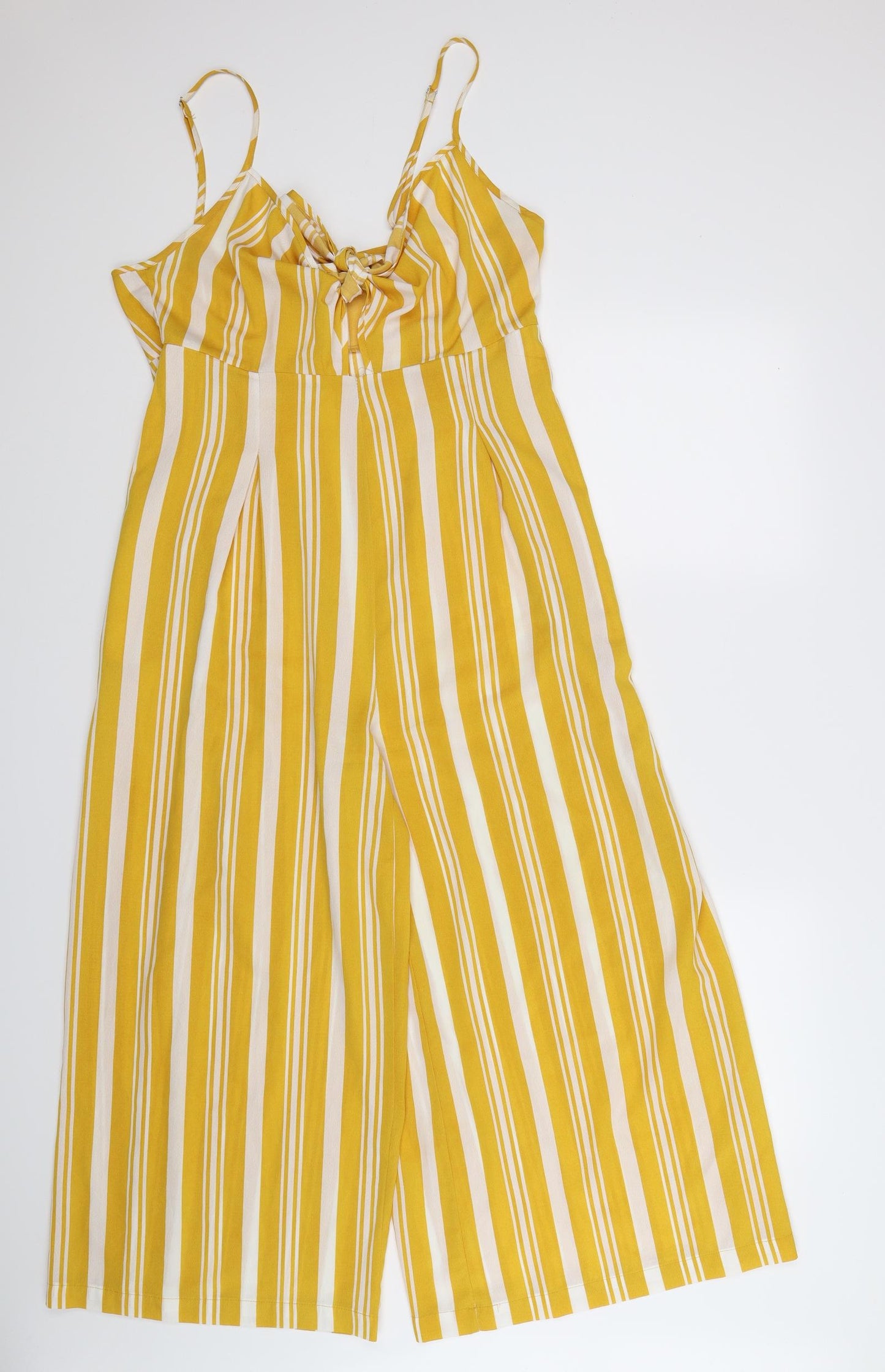 PRETTYLITTLETHING Womens Yellow Striped  Jumpsuit One-Piece Size 12 L24 in