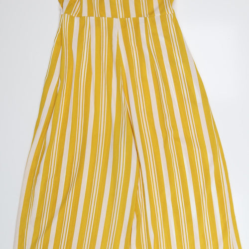 PRETTYLITTLETHING Womens Yellow Striped  Jumpsuit One-Piece Size 12 L24 in