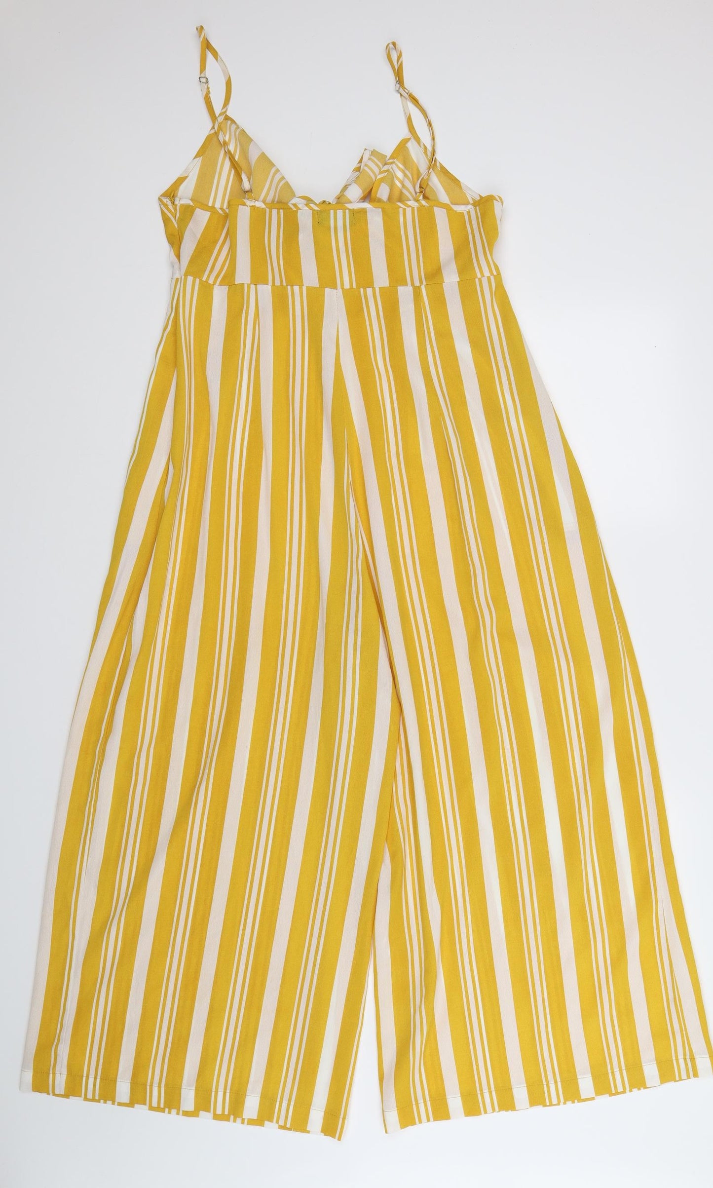PRETTYLITTLETHING Womens Yellow Striped  Jumpsuit One-Piece Size 12 L24 in