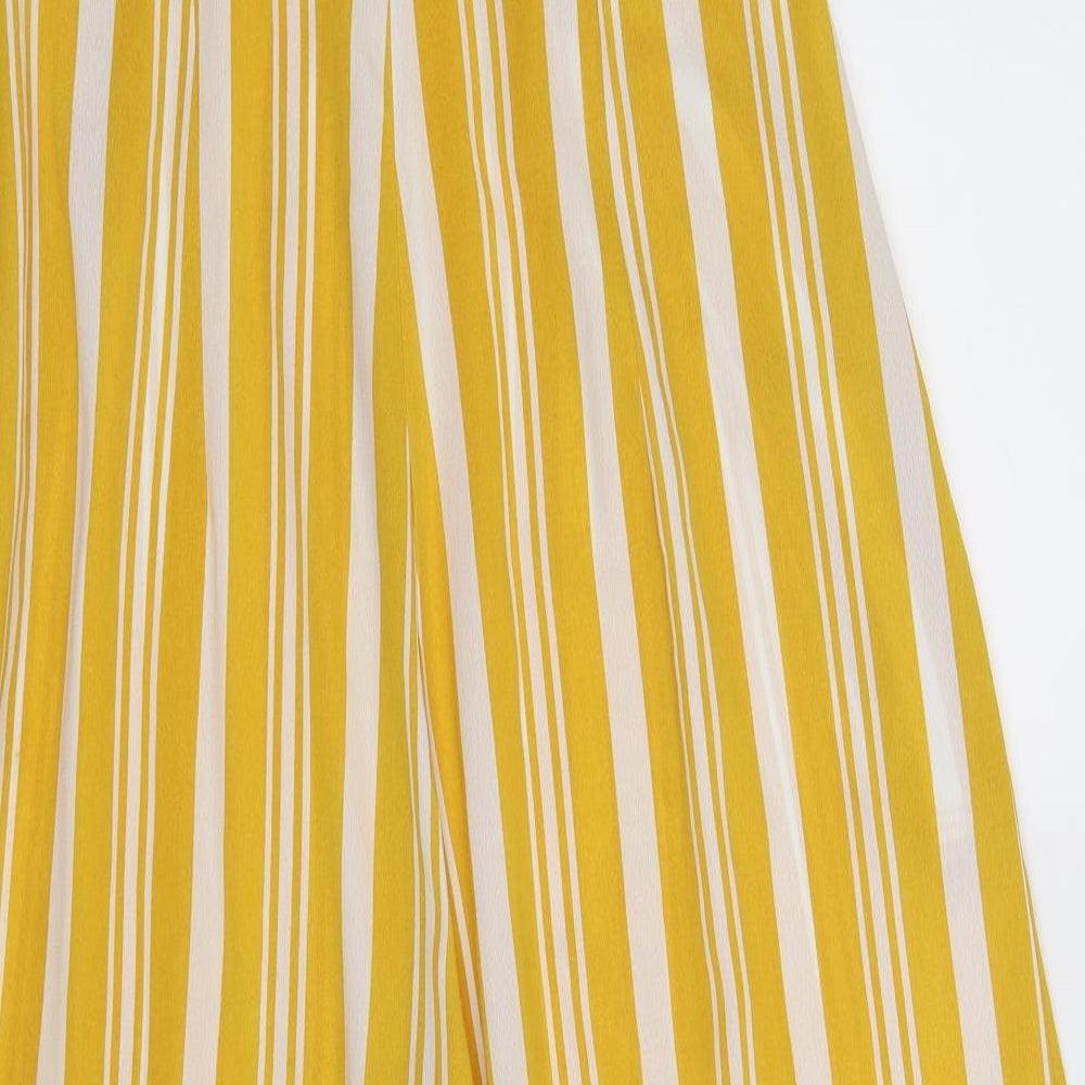 PRETTYLITTLETHING Womens Yellow Striped  Jumpsuit One-Piece Size 12 L24 in