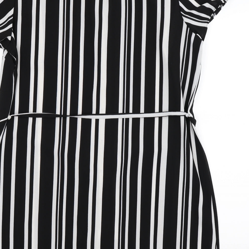 Papaya Womens Black Striped  Shirt Dress  Size 18