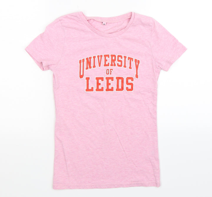 University of Leeds Womens Pink   Basic T-Shirt Size XS