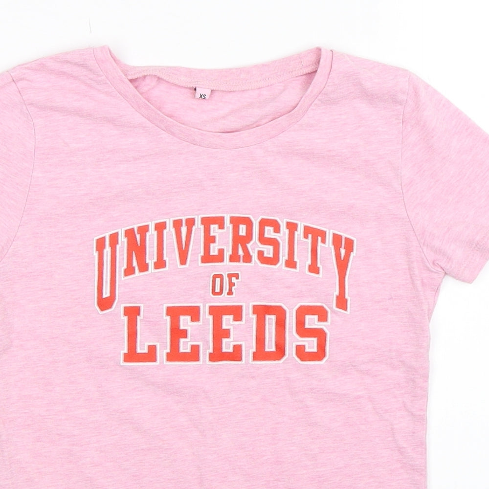 University of Leeds Womens Pink   Basic T-Shirt Size XS