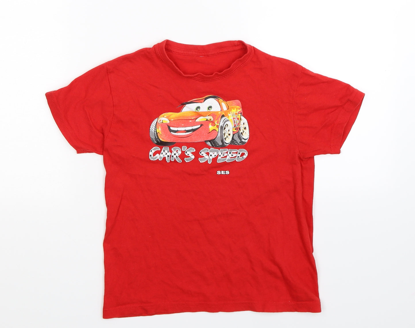 Preworn Boys Red   Basic T-Shirt Size M  - Cars