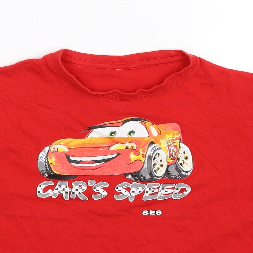 Preworn Boys Red   Basic T-Shirt Size M  - Cars