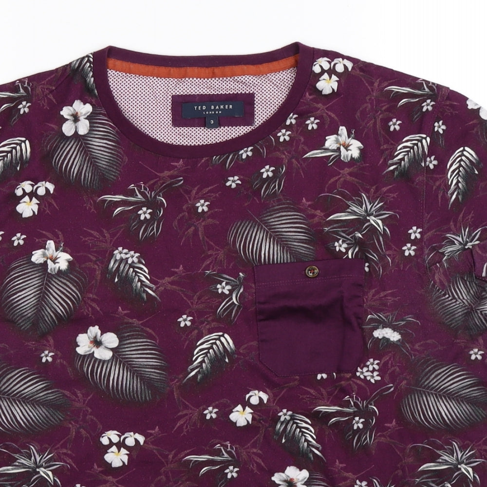 Ted Baker Mens Purple Floral   T-Shirt Size M