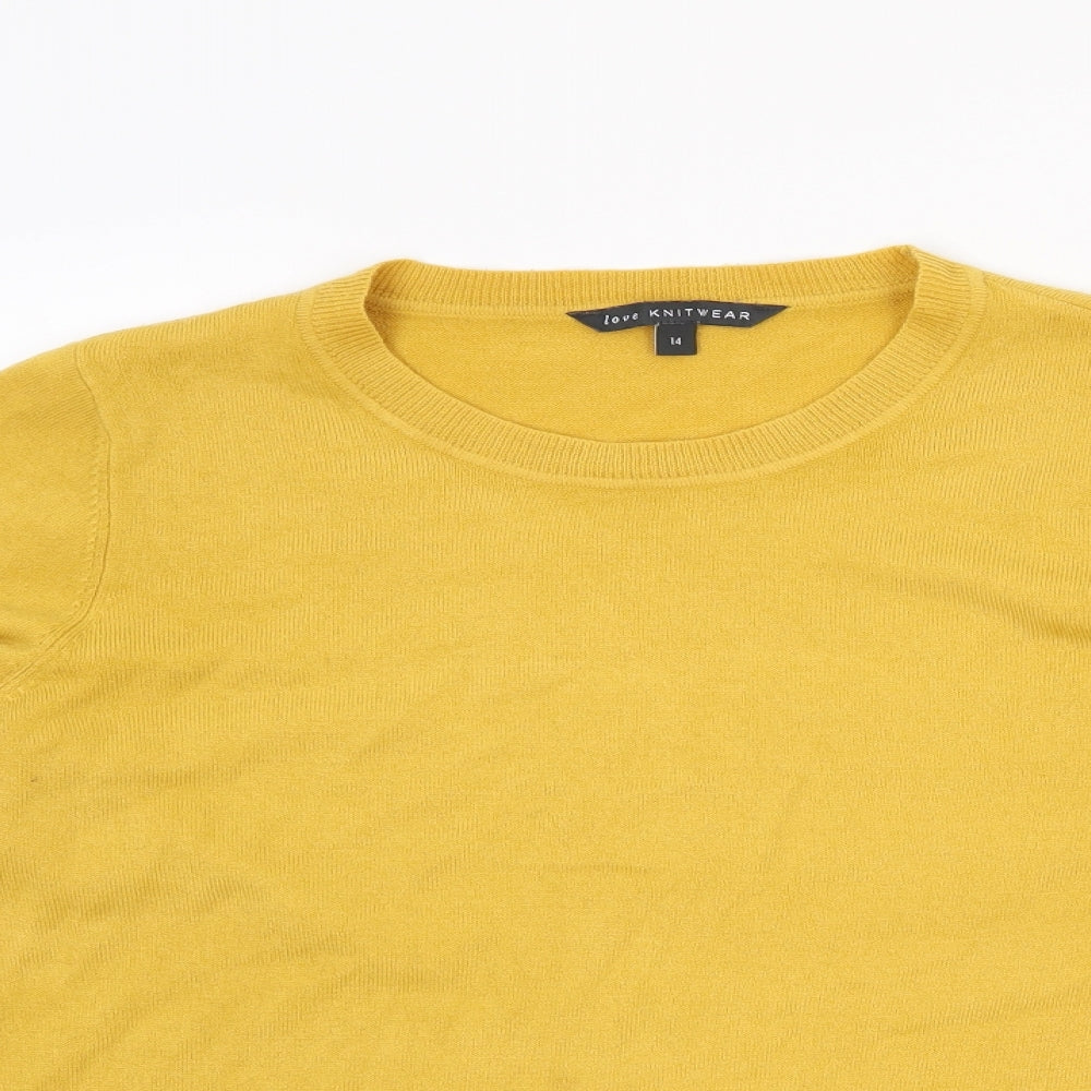 Love knitwear Womens Yellow   Pullover Jumper Size 14