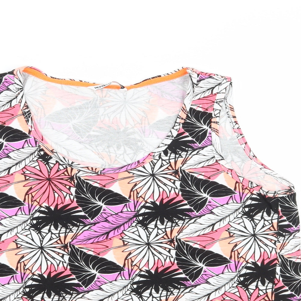 Pep & Co Womens Pink Floral  Basic Blouse Size 10