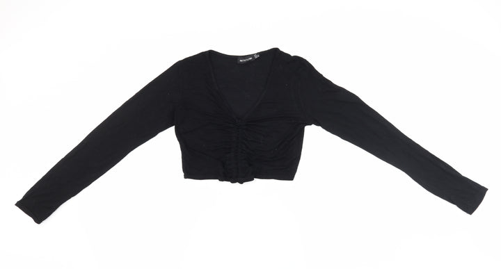 PRETTYLITTLETHING Womens Black Cropped Blouse Size 8