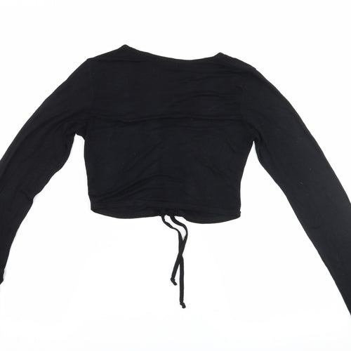 PRETTYLITTLETHING Womens Black   Cropped Blouse Size 8