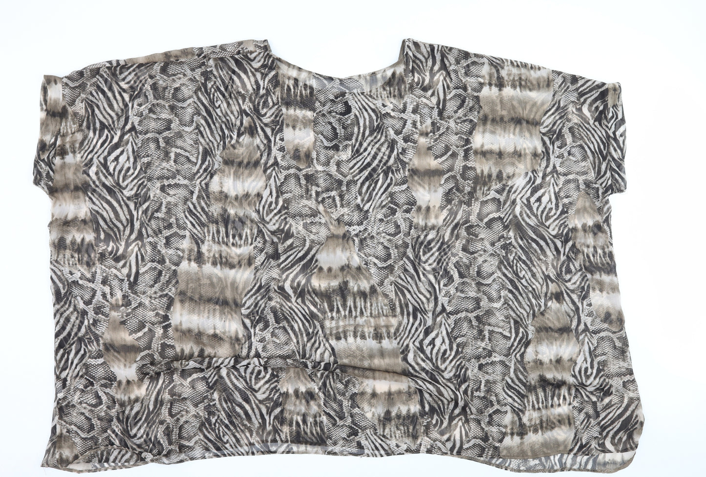 Marina Kaneva Womens Beige Animal Print  Kimono T-Shirt Size 20
