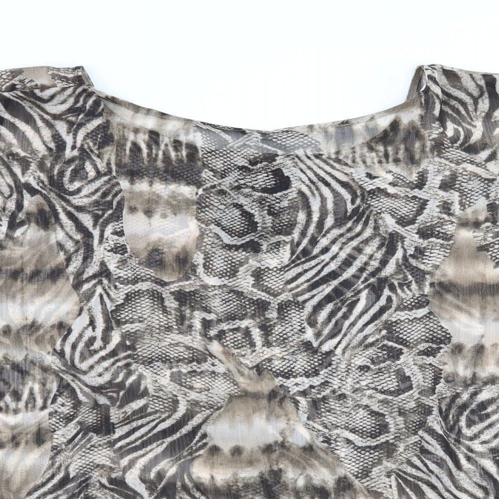 Marina Kaneva Womens Beige Animal Print  Kimono T-Shirt Size 20