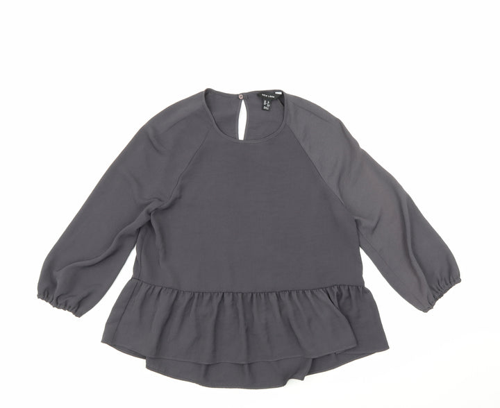 New Look Womens Grey Tunic Blouse Size 12