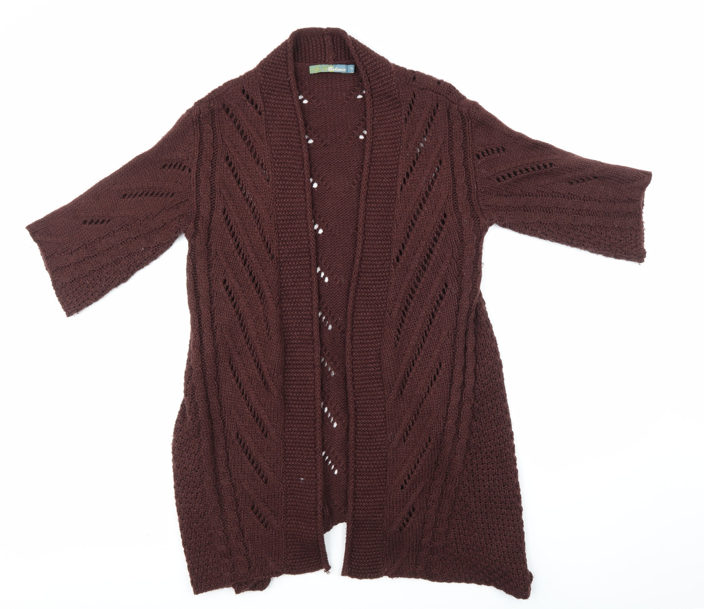 Bohemian Womens Brown Argyle/Diamond  Cardigan Jumper