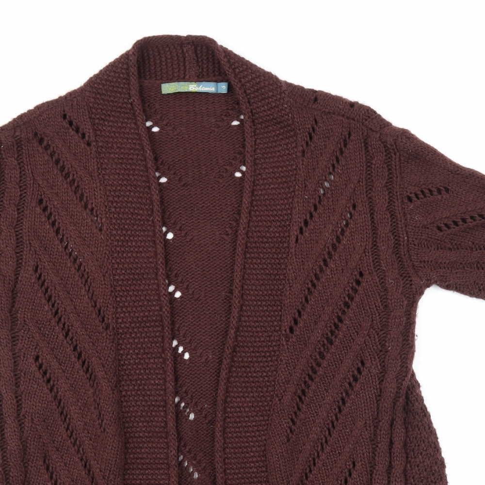 Bohemian Womens Brown Argyle/Diamond  Cardigan Jumper