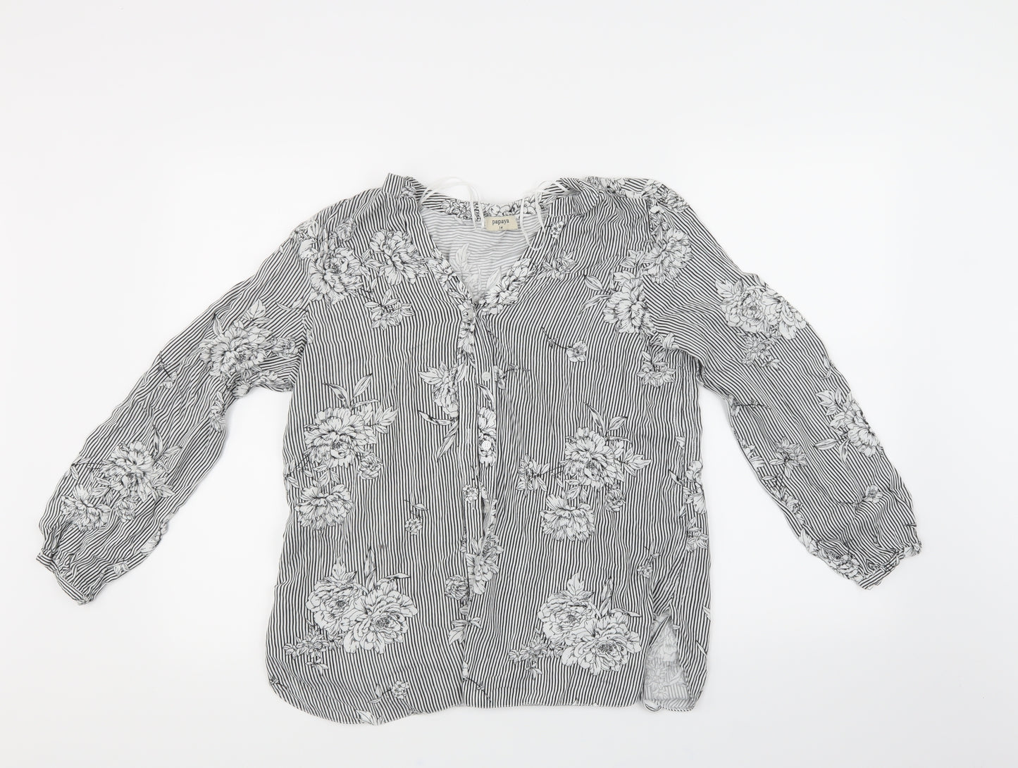 papya Womens Multicoloured Floral  Basic Button-Up Size 14