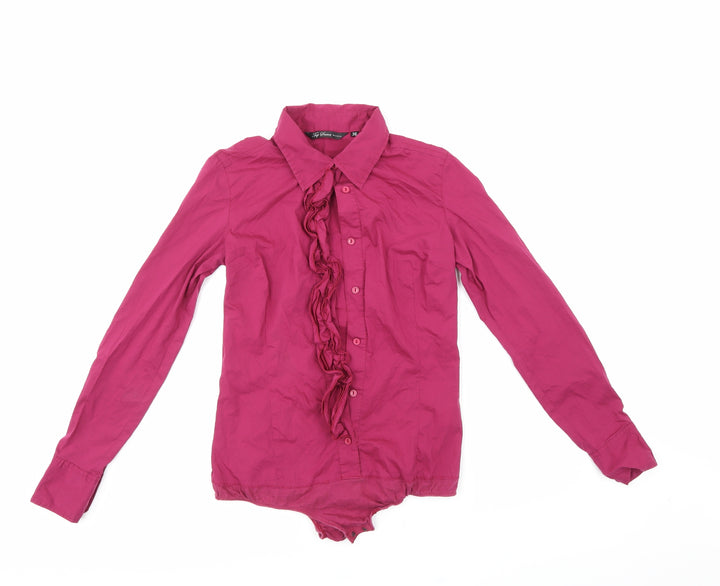 Top Secret Womens Purple Basic Button-Up Size 36