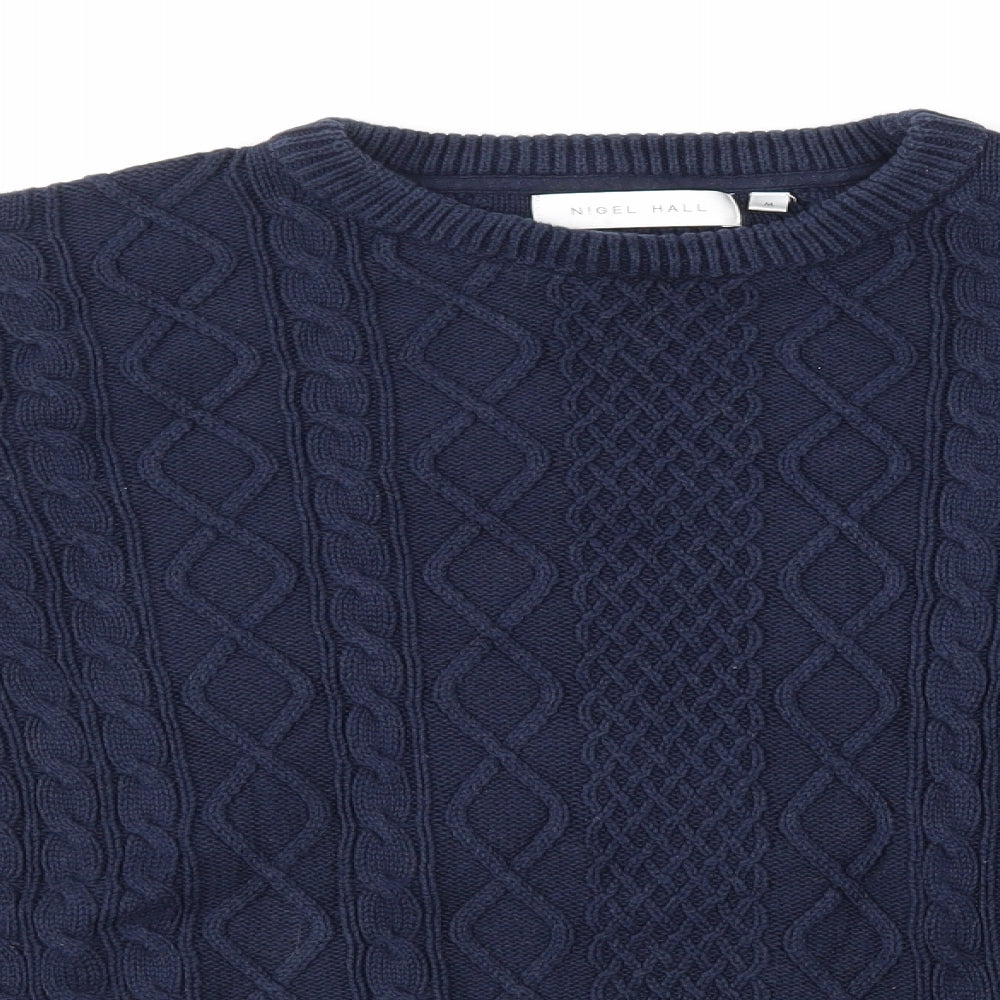 Nigel Hall Mens Blue Argyle/Diamond  Pullover Jumper Size M