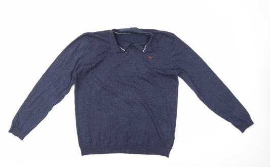 Front view of Easy men’s blue jumper, size L