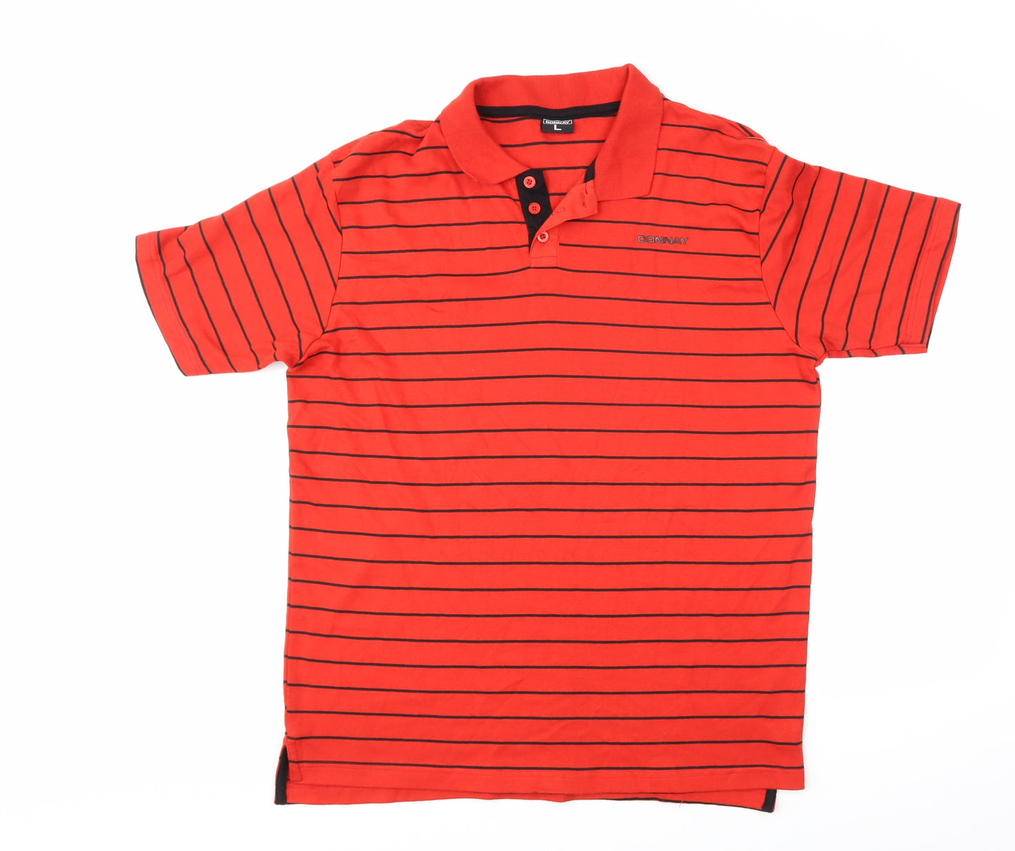 Donnay Mens Red Striped   Polo Size L