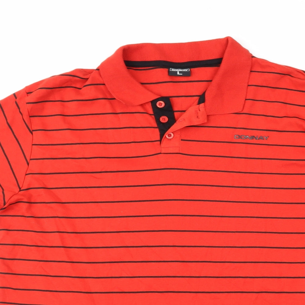 Donnay Mens Red Striped   Polo Size L