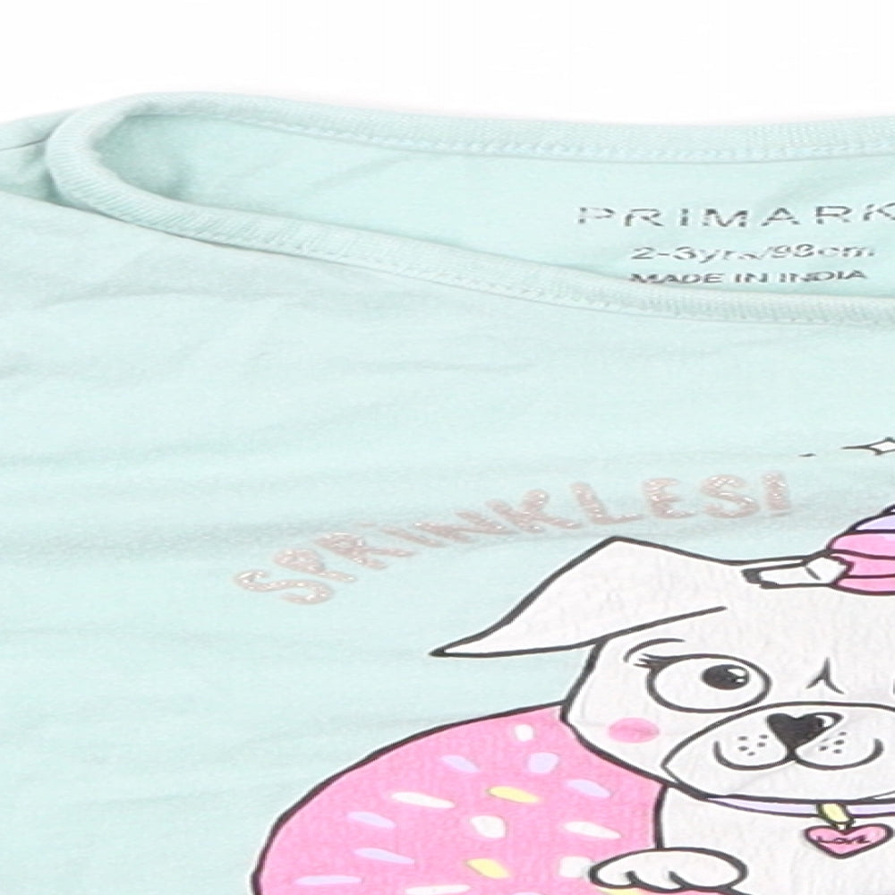 Primark Girls Green   Basic T-Shirt Size 2-3 Years  - Sprinkles