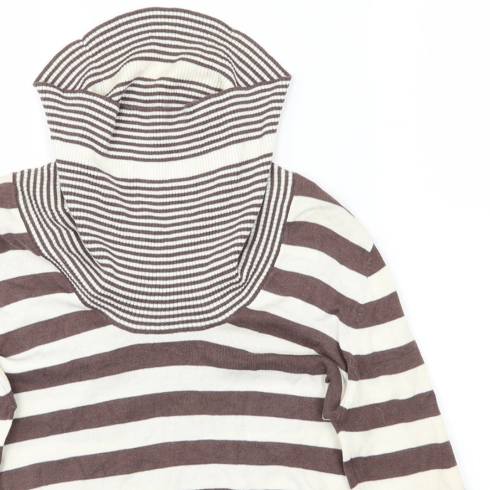 West One Womens Beige Striped  Pullover Jumper Size 10