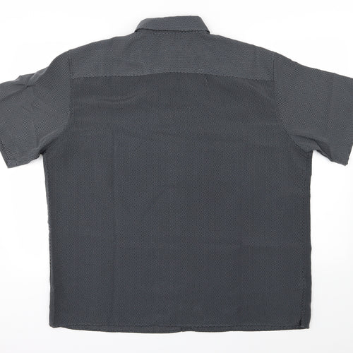 M&S Mens Grey Geometric   Button-Up Size XL