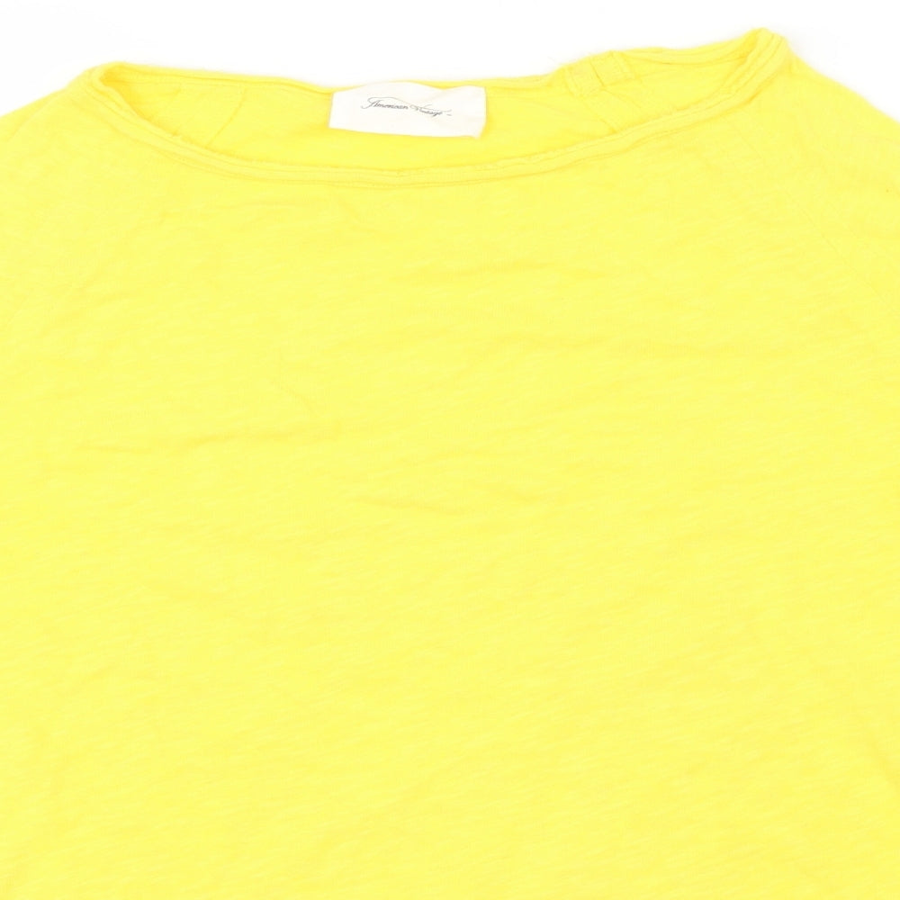 American Vintage Womens Yellow   Basic T-Shirt Size S
