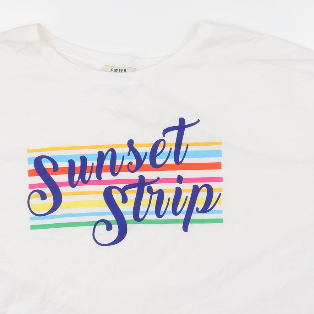 Papaya Womens White   Basic T-Shirt Size 20  - Sunset Strip