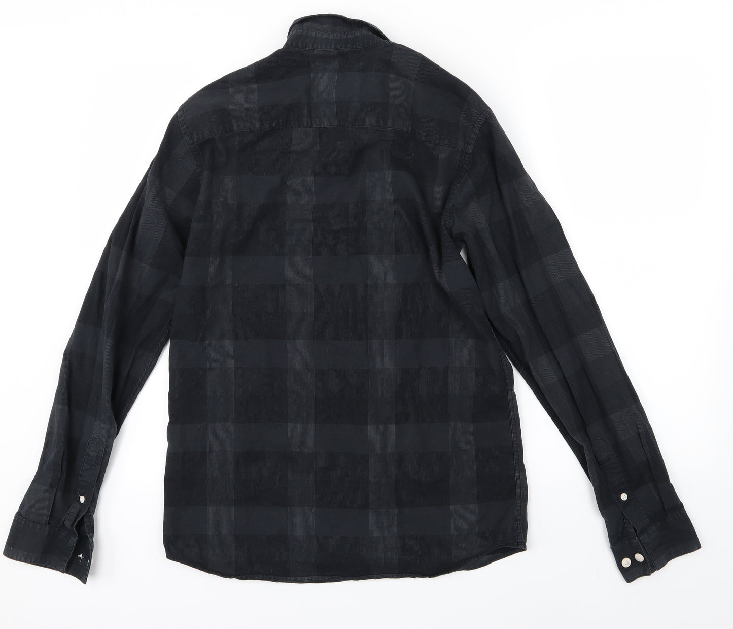 JACK & JONES Mens Black Plaid   Button-Up Size M