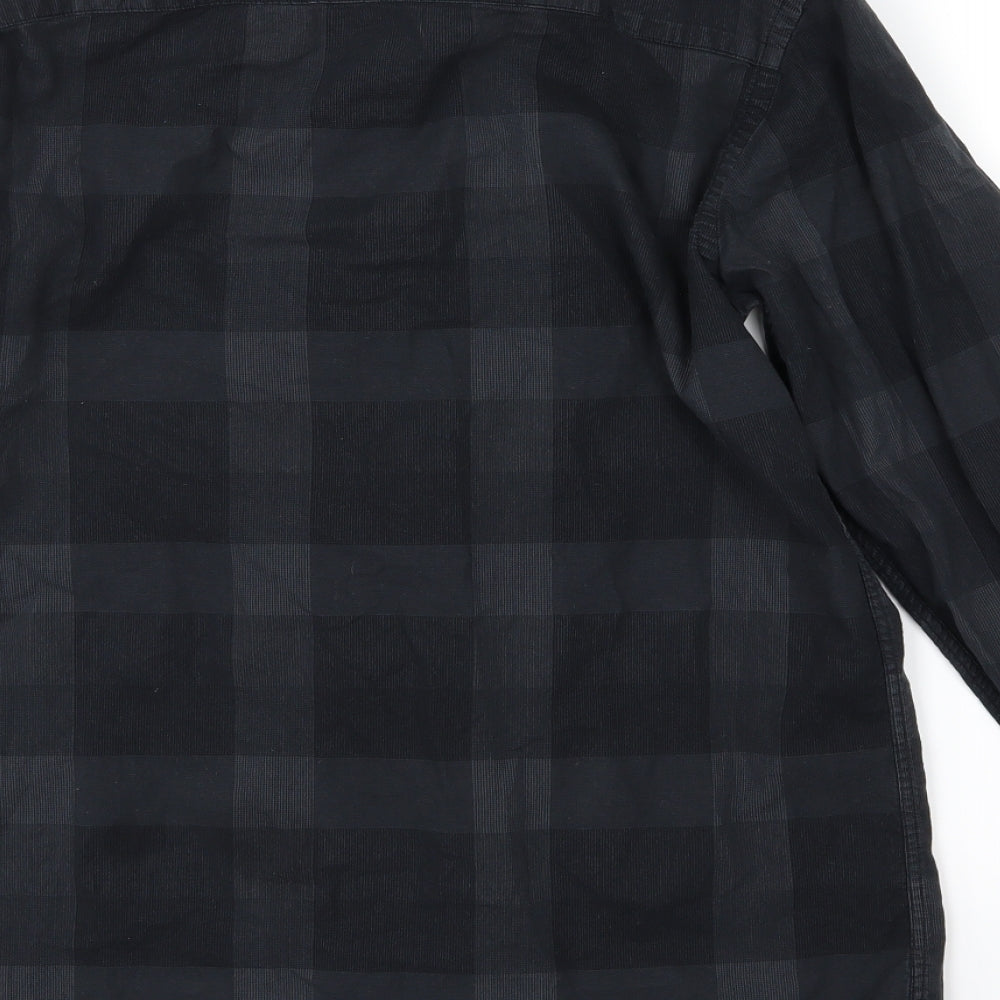 JACK & JONES Mens Black Plaid   Button-Up Size M