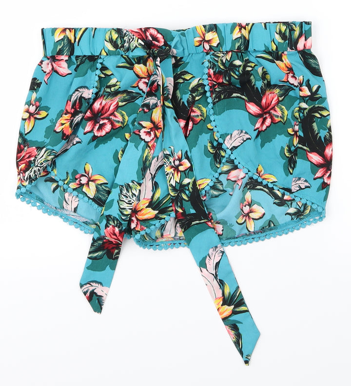 New Look Womens Blue Hot Pants Shorts Size S - Butterflies